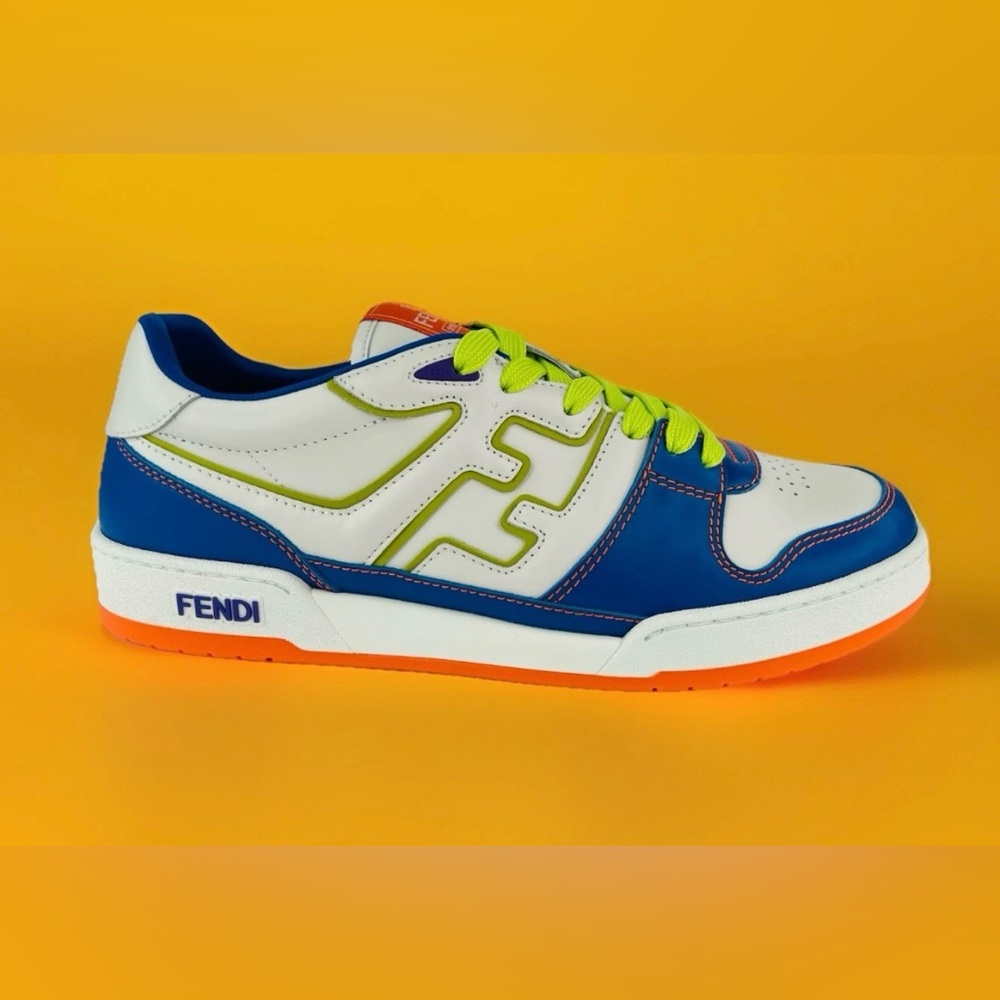 FENDI Match FF Men's Leather Logo Fashion Ace Sneakers  UK 11 - US 12 - EU 45